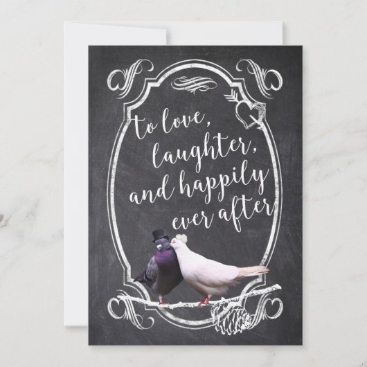 Tortelduifjes Rustic Chalkboard Wedding Kaart (Voorkant)