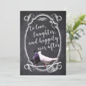 Tortelduifjes Rustic Chalkboard Wedding Kaart (Staand voorkant)