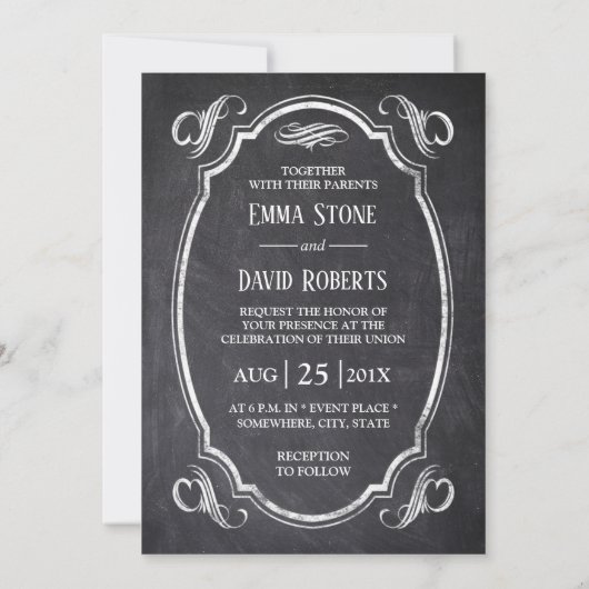  Tortelduifjes Rustic Chalkboard Wedding Kaart (Achterkant)