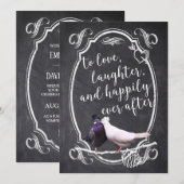 Tortelduifjes Rustic Chalkboard Wedding Kaart (Voorkant / Achterkant)