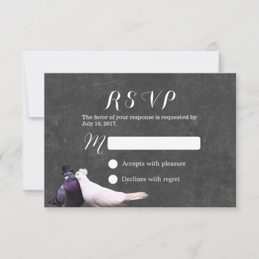 Tortelduifjes Rustic Chalkboard Wedding RSVP (Voorkant)