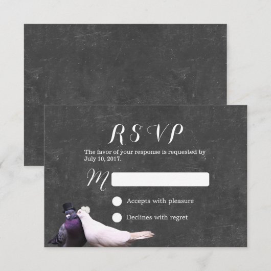 Tortelduifjes Rustic Chalkboard Wedding RSVP (Voorkant / Achterkant)