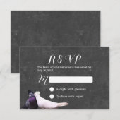 Tortelduifjes Rustic Chalkboard Wedding RSVP Kaartje (Voorkant / Achterkant)