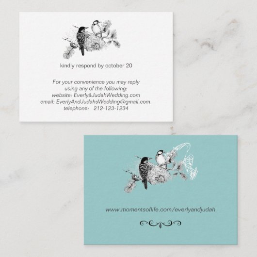  Tortelduifjes Rustieke spechten RSVP Informatiekaartje (Voorkant / Achterkant)
