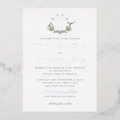 Tortelduifjes "S" Monogram Folie Huwelijksuitnodig Folie Uitnodiging (Voorkant)