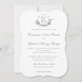 Tortelduifjes "S" Monogram Huwelijksuitnodiging Kaart (Voorkant)