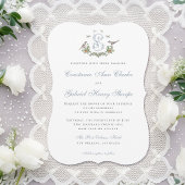 Tortelduifjes "S" Monogram Huwelijksuitnodiging Kaart