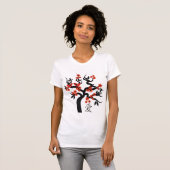 Tortelduifjes Sakura cherry tree Chinees liefdessy T-shirt (Voorkant volledig)