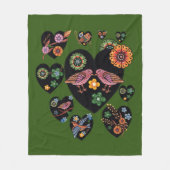 Tortelduifjes Scandinavian Folk Art Fleece Deken (Voorkant)