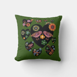 Tortelduifjes Scandinavian Folk Art Kussen