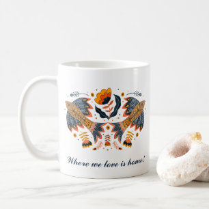 Tortelduifjes Scandinavian Folk Art Valentijnsdag Koffiemok