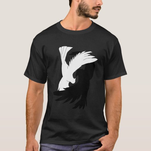 Tortelduifjes Shirt Raven Crow Dove Yin Yang Shi (Voorkant)