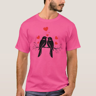 Tortelduifjes Silhouet met zwevende harten - Roman T-shirt