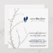 Tortelduifjes Sla de datum-aankondiging op (marine Save The Date (Voorkant / Achterkant)