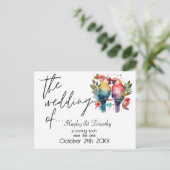 Tortelduifjes: Sla de trouwdatum op. bewerkbaar Briefkaart (Staand voorkant)