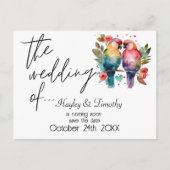 Tortelduifjes: Sla de trouwdatum op. bewerkbaar Briefkaart (Voorkant)