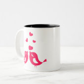 Tortelduifjes Snip Samen: Romantisch Paar CoffeeMu Tweekleurige Koffiemok (Voorkant links)