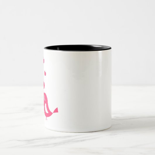 Tortelduifjes Snip Samen: Romantisch Paar CoffeeMu Tweekleurige Koffiemok (Center)