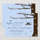 Tortelduifjes Snowflake Oak Winter Save the Date (Voorkant / Achterkant)