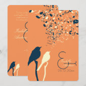 Tortelduifjes Song Wedding Invitation Oranje Kaart (Voorkant / Achterkant)