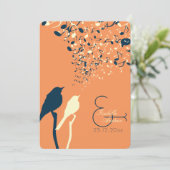 Tortelduifjes Song Wedding Invitation Oranje Kaart (Staand voorkant)