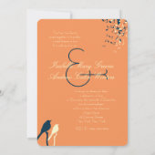 Tortelduifjes Song Wedding Invitation Oranje Kaart (Achterkant)