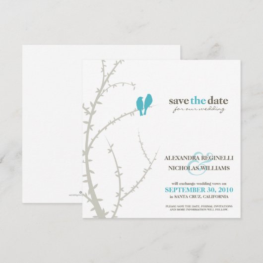 Tortelduifjes sparen de Aankondiging van de Datum  (Voorkant / Achterkant)