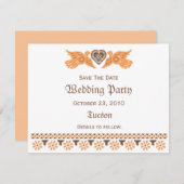 Tortelduifjes sparen de Datum Kaart - Persimmon/Br (Voorkant / Achterkant)