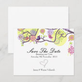 Tortelduifjes sparen de Kaart van de Datum in Wit (Voorkant / Achterkant)