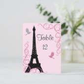 Tortelduifjes Tabelnummer (roze) Briefkaart (Staand voorkant)
