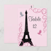 Tortelduifjes Tabelnummer (roze) Briefkaart (Voorkant / Achterkant)