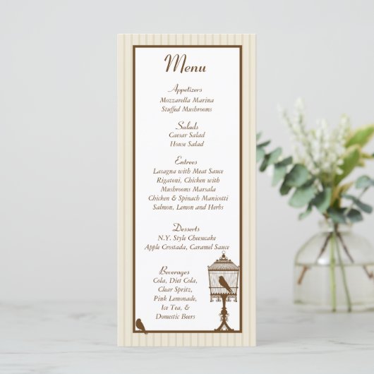 Tortelduifjes Tan/Brown Wedding Menu (Staand voorkant)