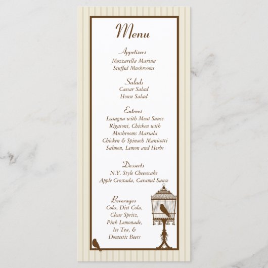 Tortelduifjes Tan/Brown Wedding Menu (Voorkant)