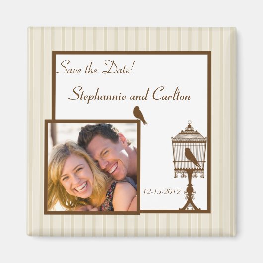 Tortelduifjes Tan/bruin bruiloft aankondiging Magn Magneet (Voorkant)