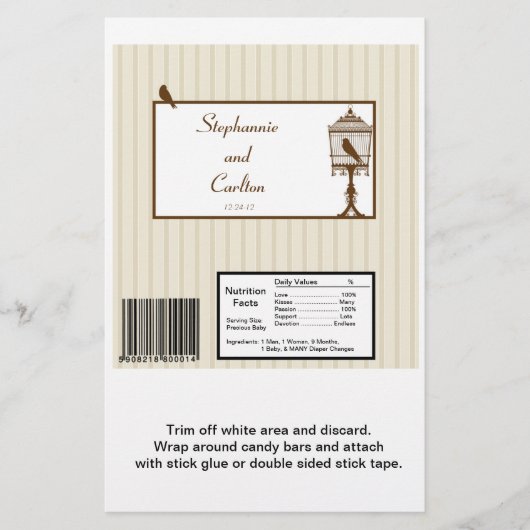 Tortelduifjes Tan/bruin Snoep Wrapper Flyer (Voorkant)