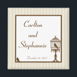 Tortelduifjes Tan/Bruin Wedding Magnet<br><div class="desc">2-inch x2-inch vierkant, op maat gemaakte, aantrekkelijke magneten zijn in hoge kwaliteit en met levendige kleuren afgedrukt. Perfect voor aankondigingen van baby, sparen-de-datumherinneringen, giften voor familie en vrienden, of zelfs grote promotionele advertenties voor om het even welk zaken. Steek ze op de koelkast, de dossierkast, de vaatwasmachine of uw eigen...</div>