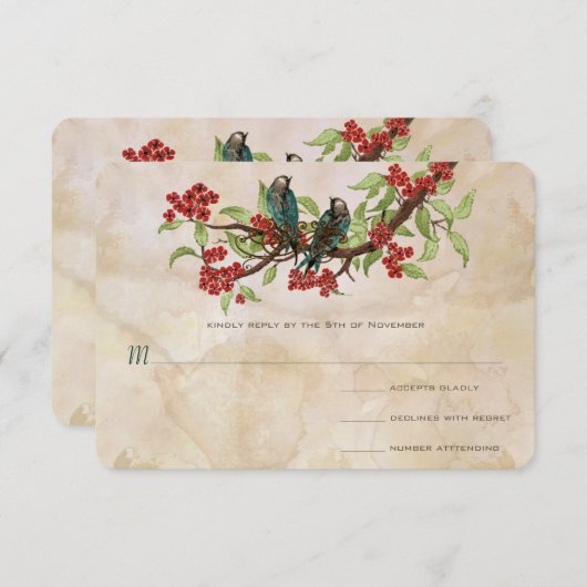 Tortelduifjes Tea Stain Wedding RSVP (Voorkant / Achterkant)