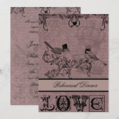 Tortelduifjes tijdens het huwelijk kaart (Voorkant / Achterkant)