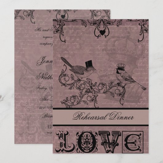 Tortelduifjes tijdens het huwelijk kaart (Voorkant / Achterkant)