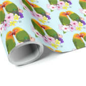 Tortelduifjes tropische bloemen cadeaupapier (Rol Hoek)