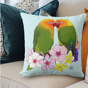 Tortelduifjes Tropische bloemen Kussen