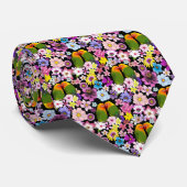 Tortelduifjes tropische bloemen stropdas (Opgerold)