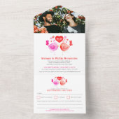 Tortelduifjes trouwdag foto met RSVP All In One Uitnodiging (Binnen)