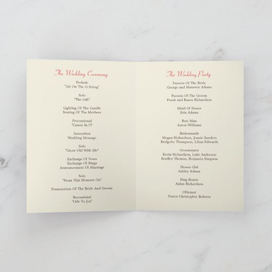 Tortelduifjes Trouwprogramma Kaarten Programma (Binnen)