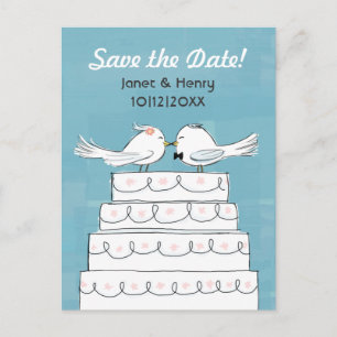 Tortelduifjes Trouwtaart Kus Save the Date Aankondigingskaart