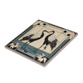 Tortelduifjes twee kranen blauw Art Deco Art Nouve Tegeltje (Zijkant)