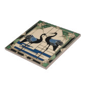 Tortelduifjes twee kranen Groene Art Deco Art Nouv Tegeltje (Zijkant)