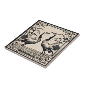 Tortelduifjes twee kranen zwart Art Deco Art Nouve Tegeltje (Zijkant)