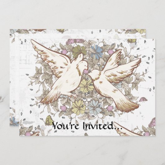 Tortelduifjes, twee witte doven Kaart (Voorkant / Achterkant)