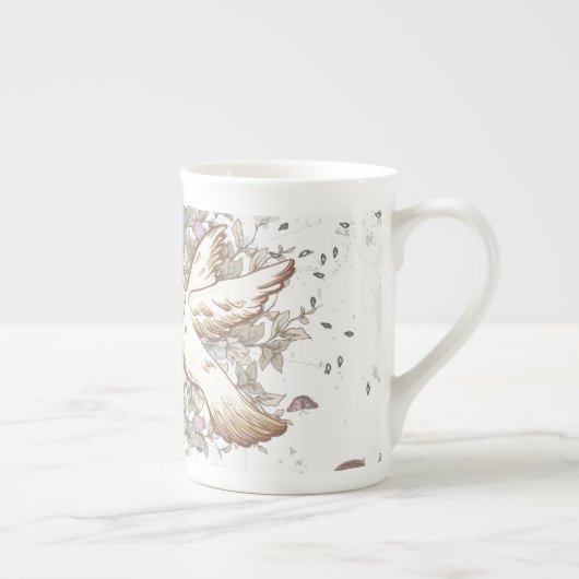  Tortelduifjes, twee witte doven Porselein Kop (Rechts)